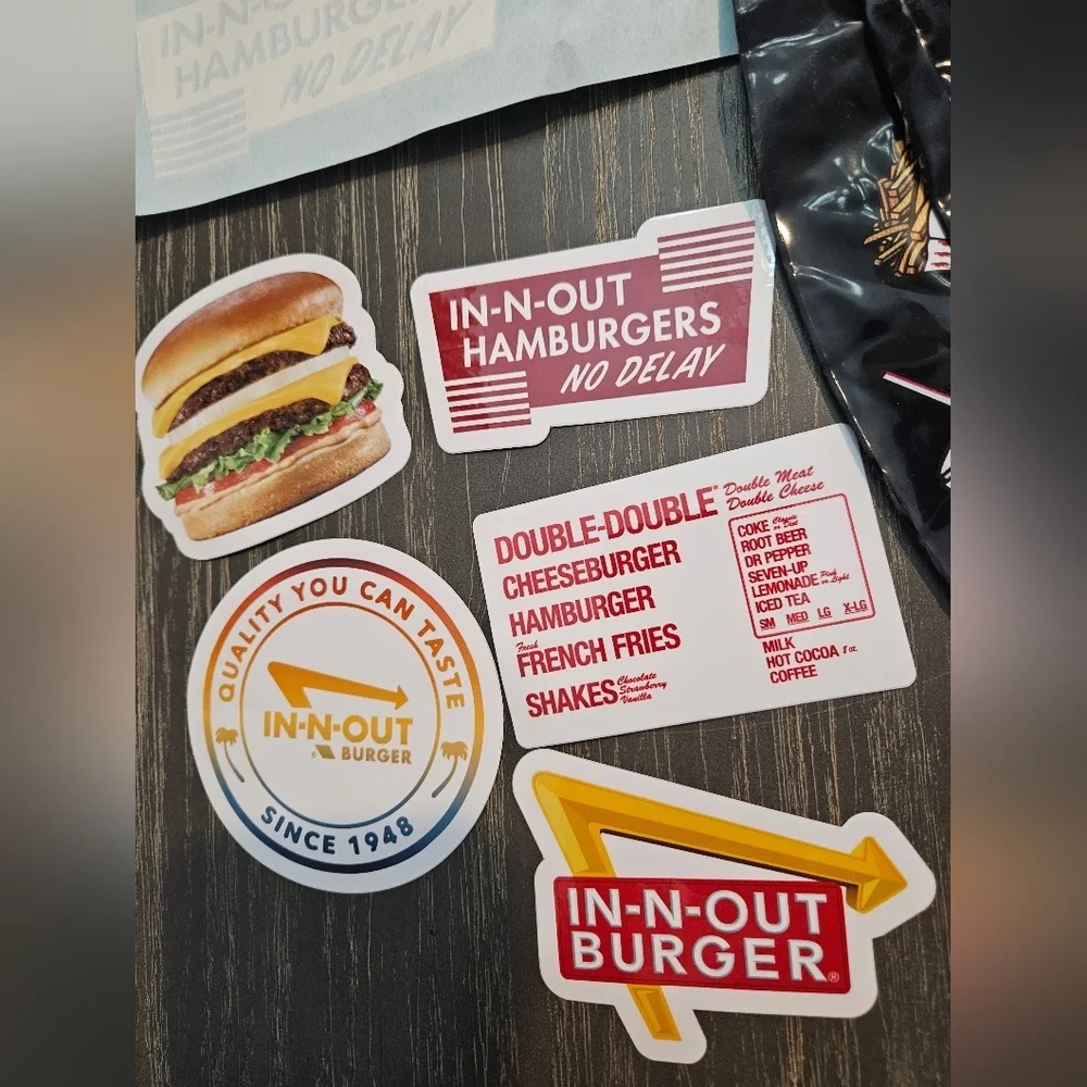In-N-Out Burger Sticker Set, Car Decal Set Plus Black In-N-Out Print Beach Ball - Picture 2 of 6